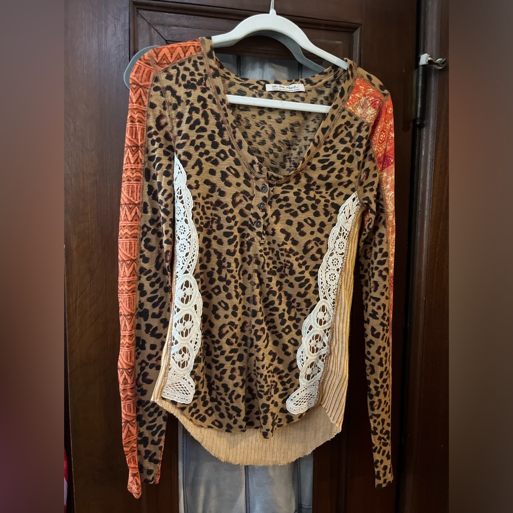 We the free leopard/lace long sleeve size M